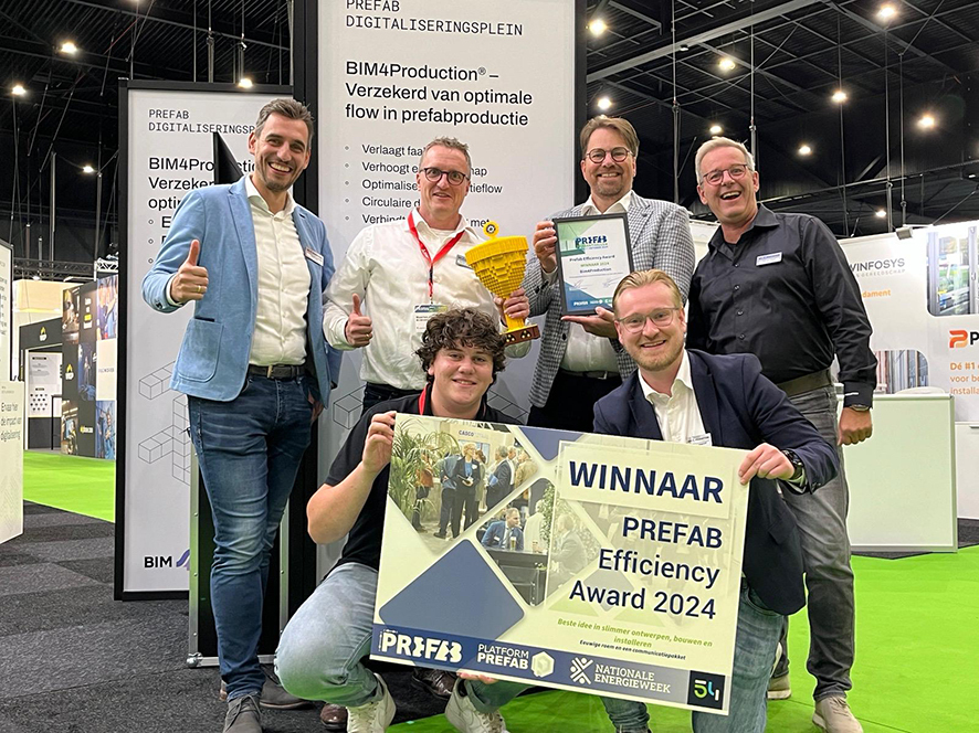 Teamfoto van het winnen van de Prefab Efficiency Award 2024